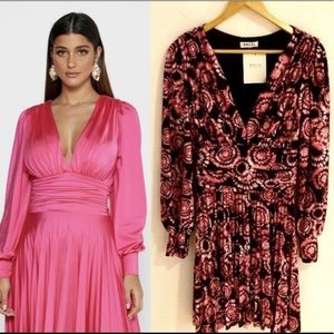 Delfi collective Tilly pleated midi dress pink black abstract print S NWT